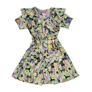Diane Von Furstenberg Girls Vintage Bib Collar Floral Printed Romper
